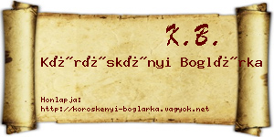 Köröskényi Boglárka névjegykártya